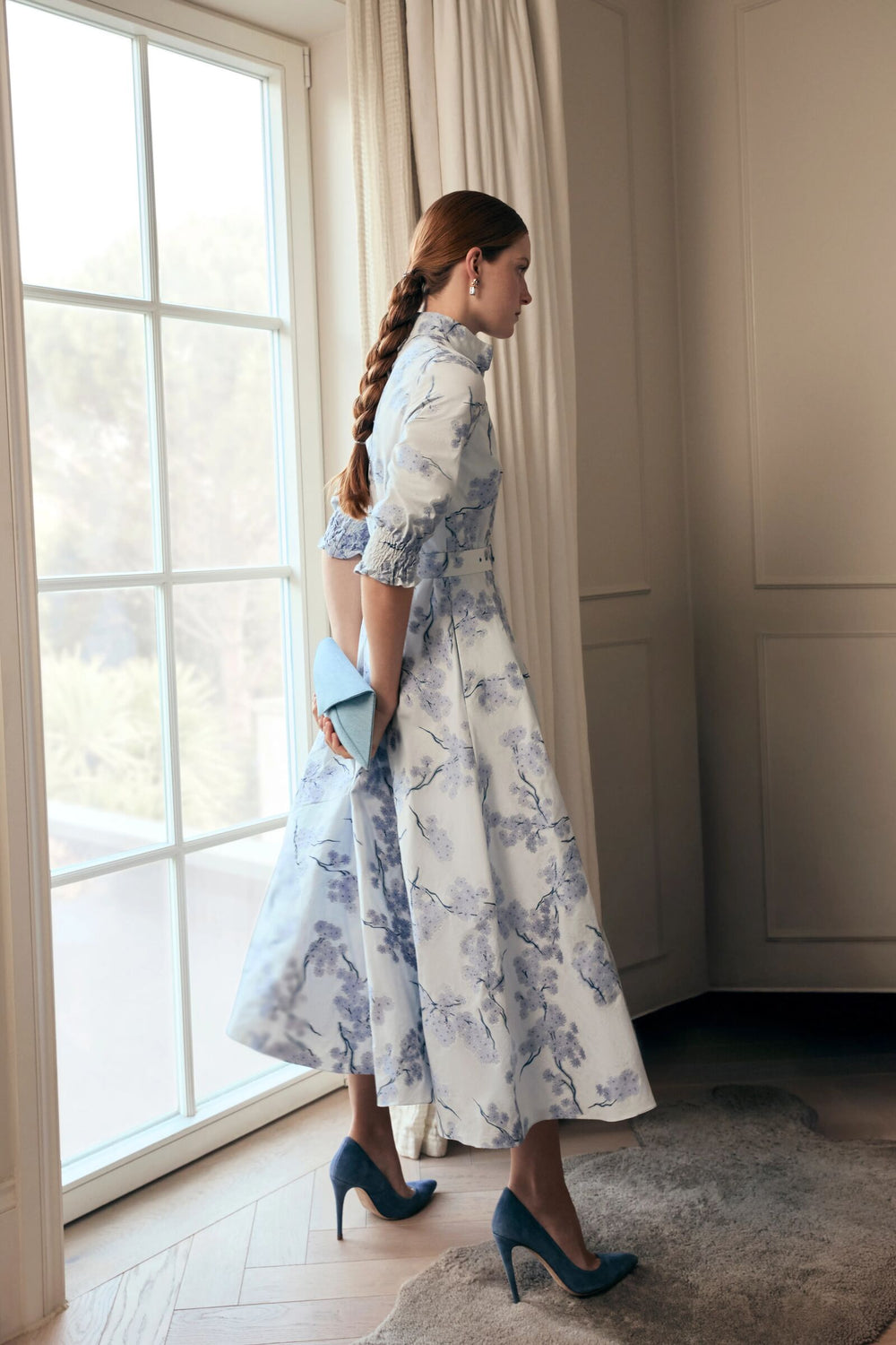 Load image into Gallery viewer, Sakura Shirt Dress Soft Blues