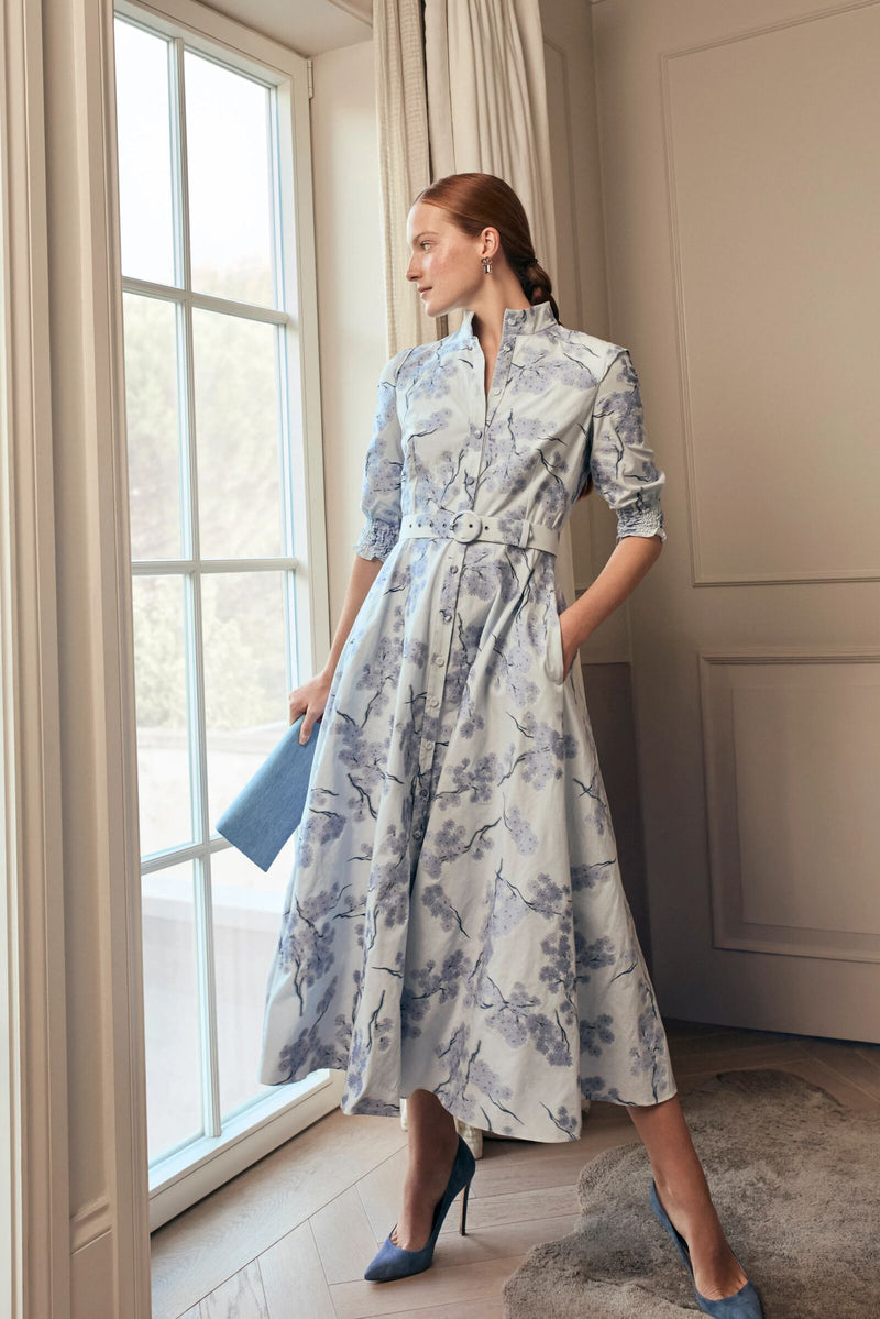 Load image into Gallery viewer, Sakura Shirt Dress Soft Blues