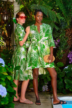 Load image into Gallery viewer, Palmira Cotton Shirt Dress Palm Fronds