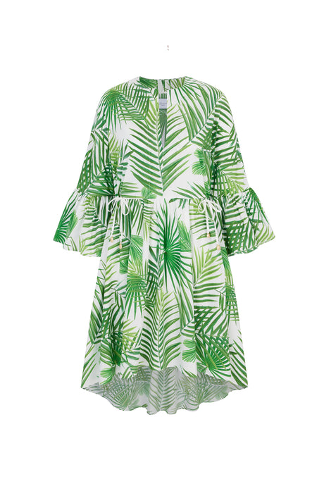 Sandy Palm Fronds Print Kaftan Dress