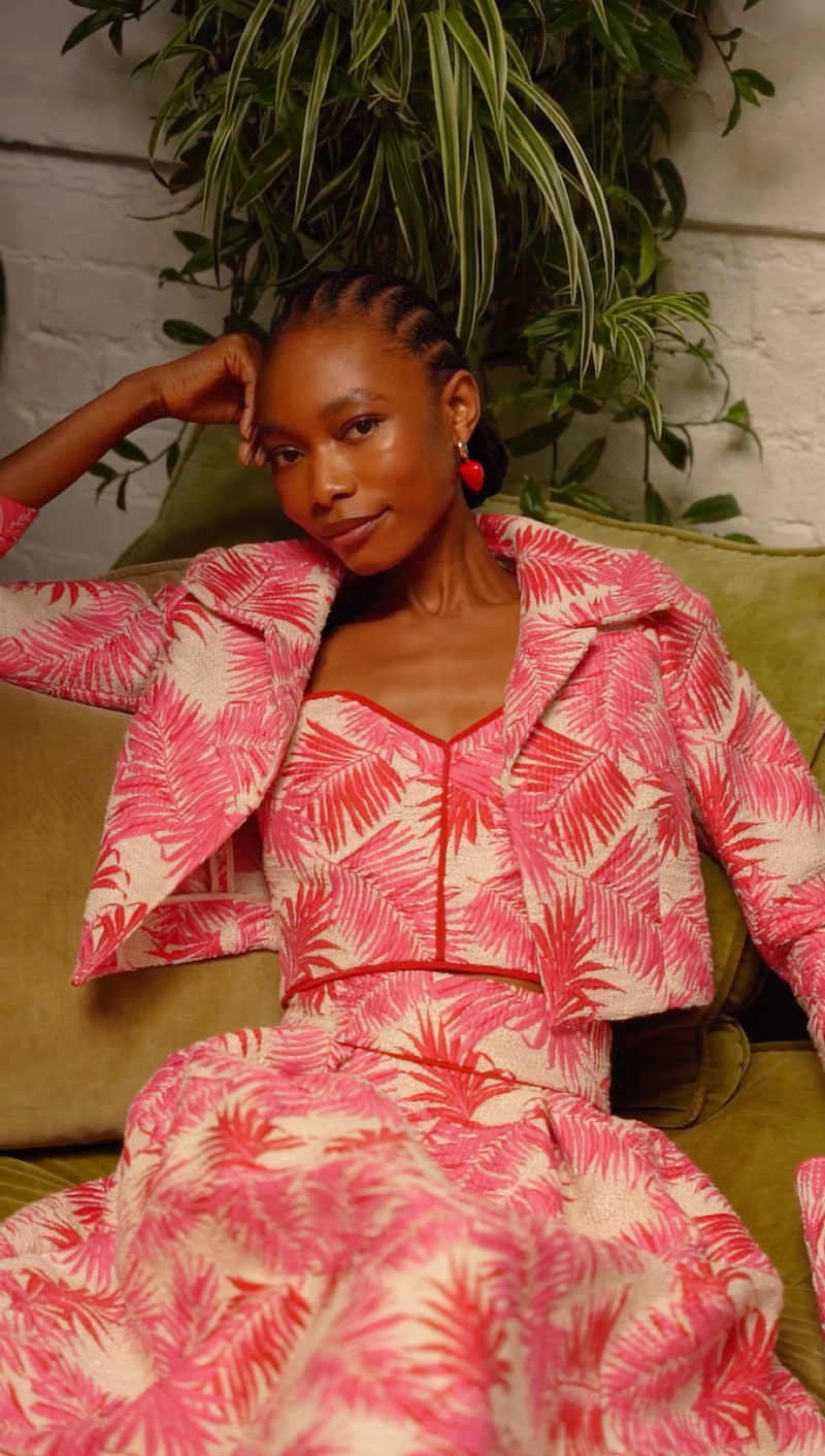 Load image into Gallery viewer, Remy Structured Bodice Top Palm Jacquard - ARCHIVE SALE