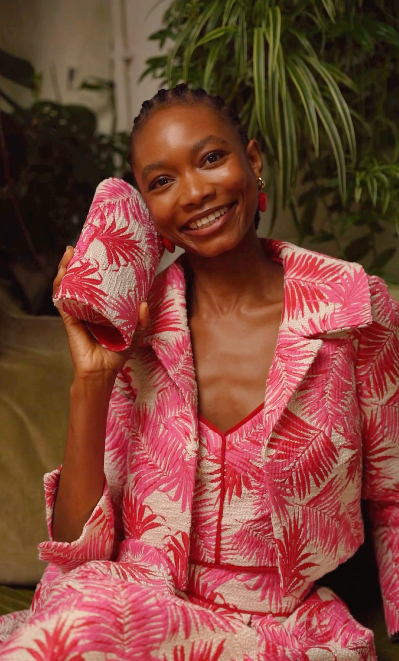 Load image into Gallery viewer, Remy Cropped Jacket Palm Jacquard - ARCHIVE SALE