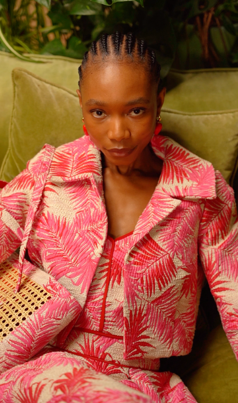 Load image into Gallery viewer, Remy Cropped Jacket Palm Jacquard - ARCHIVE SALE