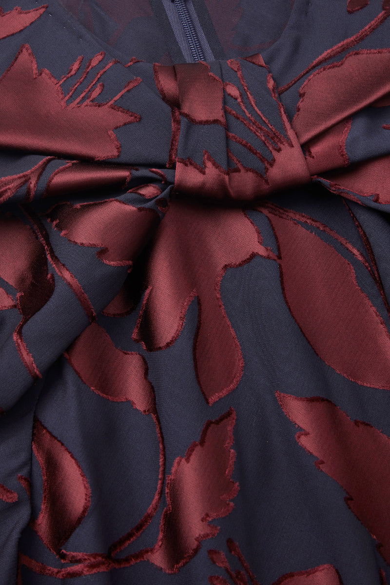 Load image into Gallery viewer, Shenyue Dress Silk Devoré Navy and Merlot