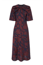 Load image into Gallery viewer, Shenyue Dress Silk Devoré Navy and Merlot