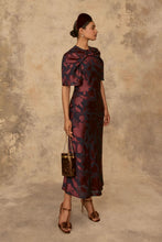 Load image into Gallery viewer, Shenyue Dress Silk Devoré Navy and Merlot