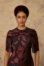 Load image into Gallery viewer, Shenyue Dress Silk Devoré Navy and Merlot