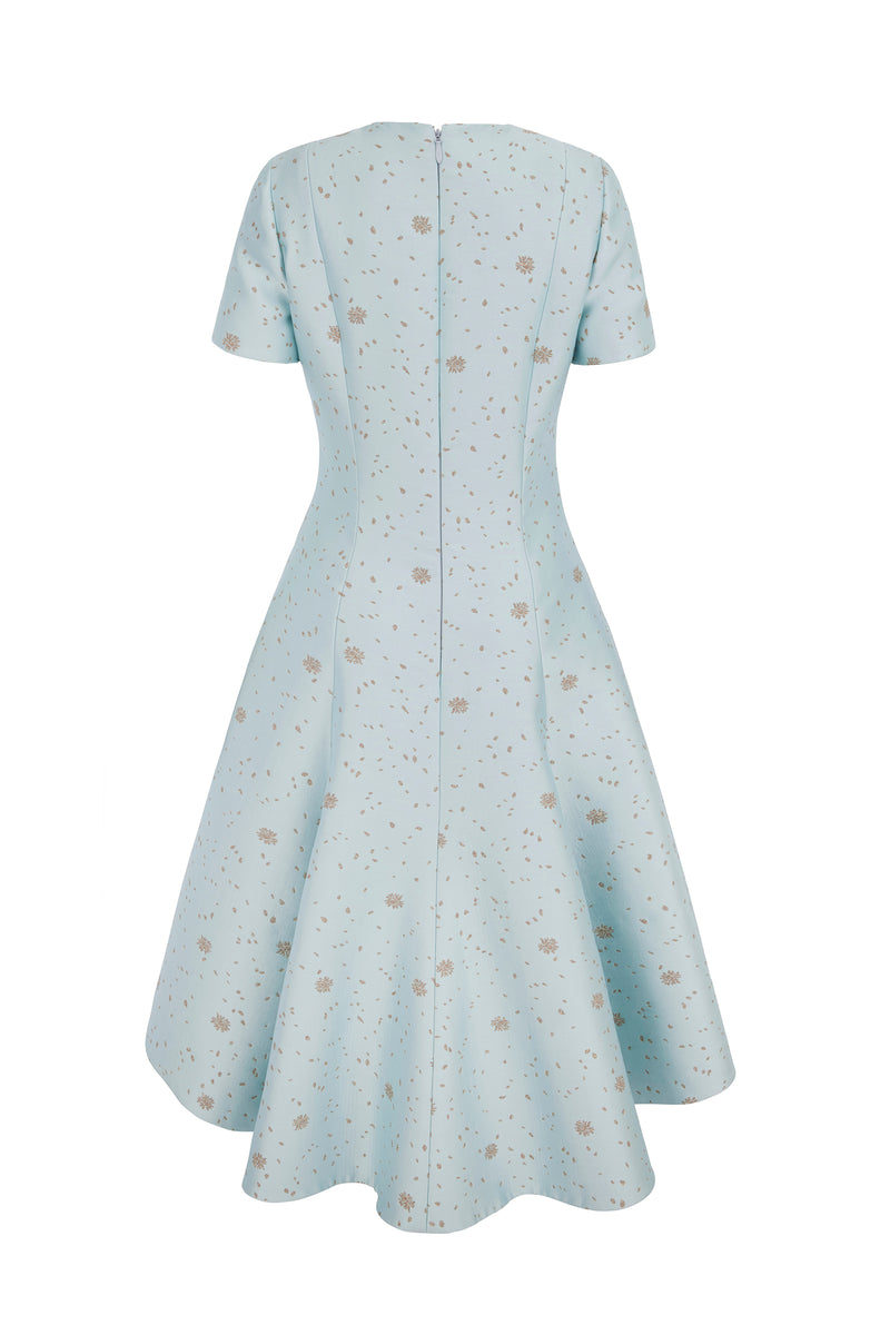 Load image into Gallery viewer, Showstopper Dress Petal Jacquard Blue - ARCHIVE SALE