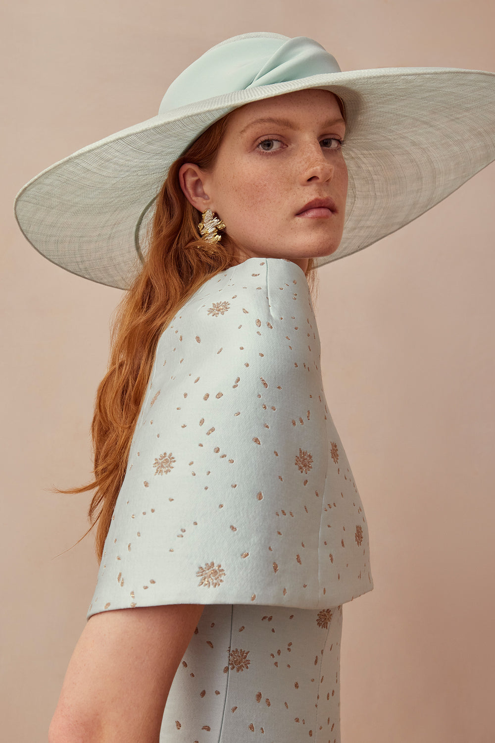 Load image into Gallery viewer, Cape and Showstopper Outfit Petal Jacquard Blue