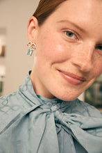 Load image into Gallery viewer, Sidney Jacquard Blouse Dress Heritage Blue