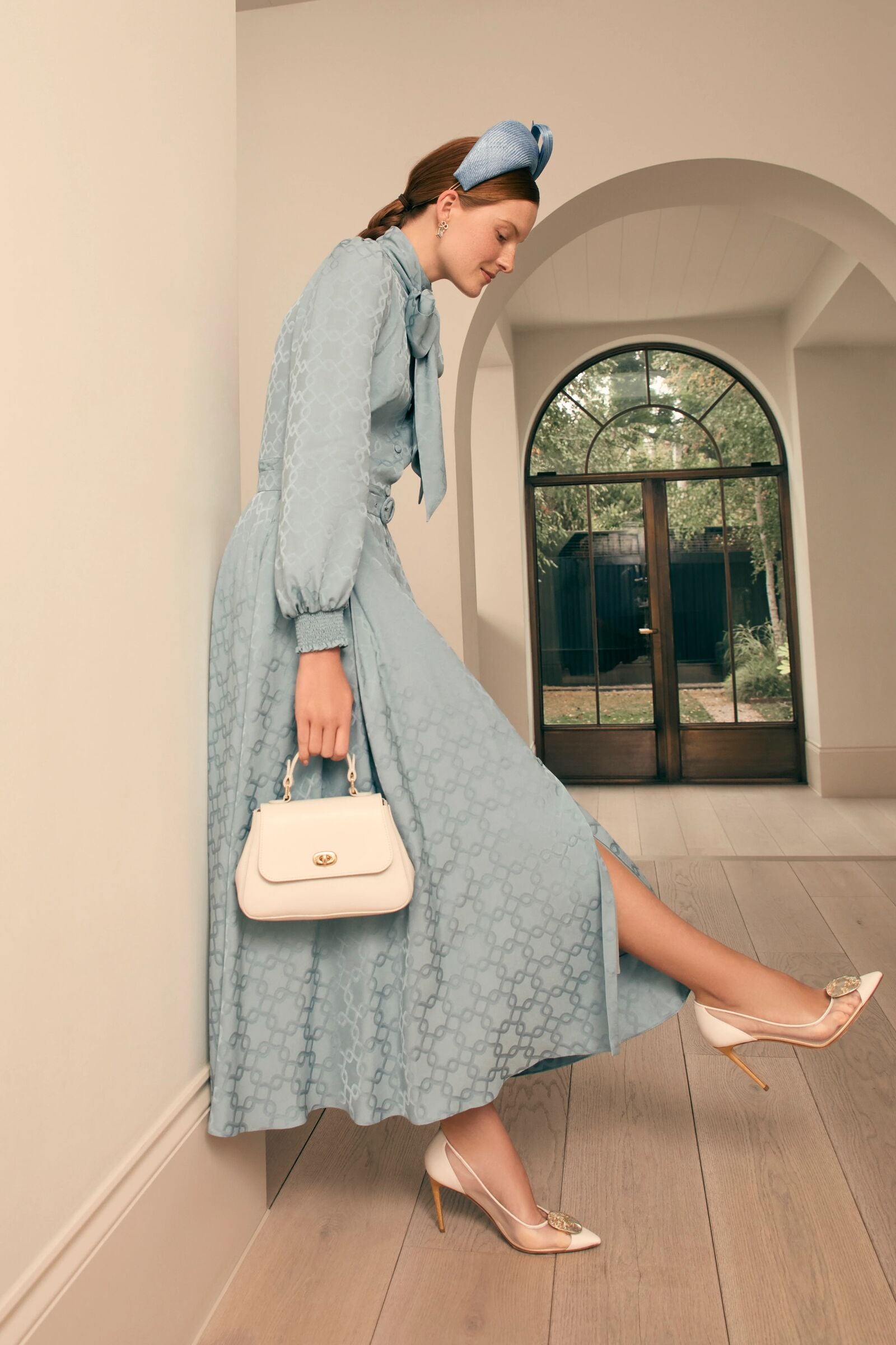 Sidney Jacquard Blouse Dress Heritage Blue