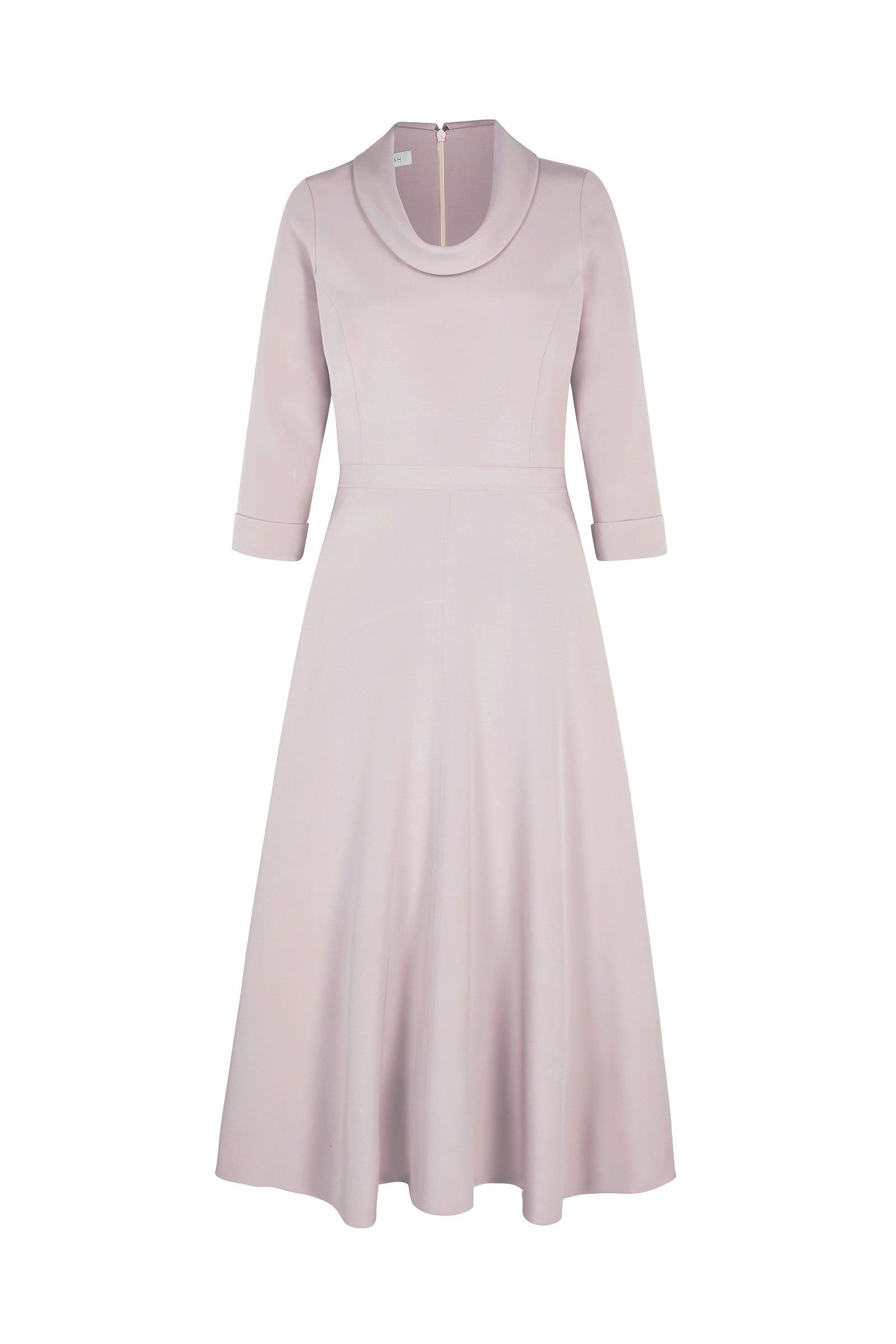 Suzannah London | Silk Cowl Neck Riding Dress in Opal Pink