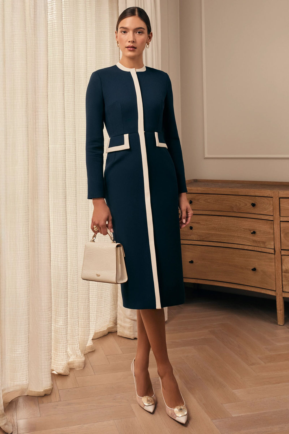 Load image into Gallery viewer, Simple Coat Dress Navy