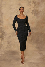 Load image into Gallery viewer, Sloane Dress Stretch Cloqué Navy