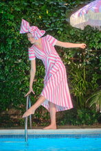 Load image into Gallery viewer, Cotton Tea Dress Pink Stripes