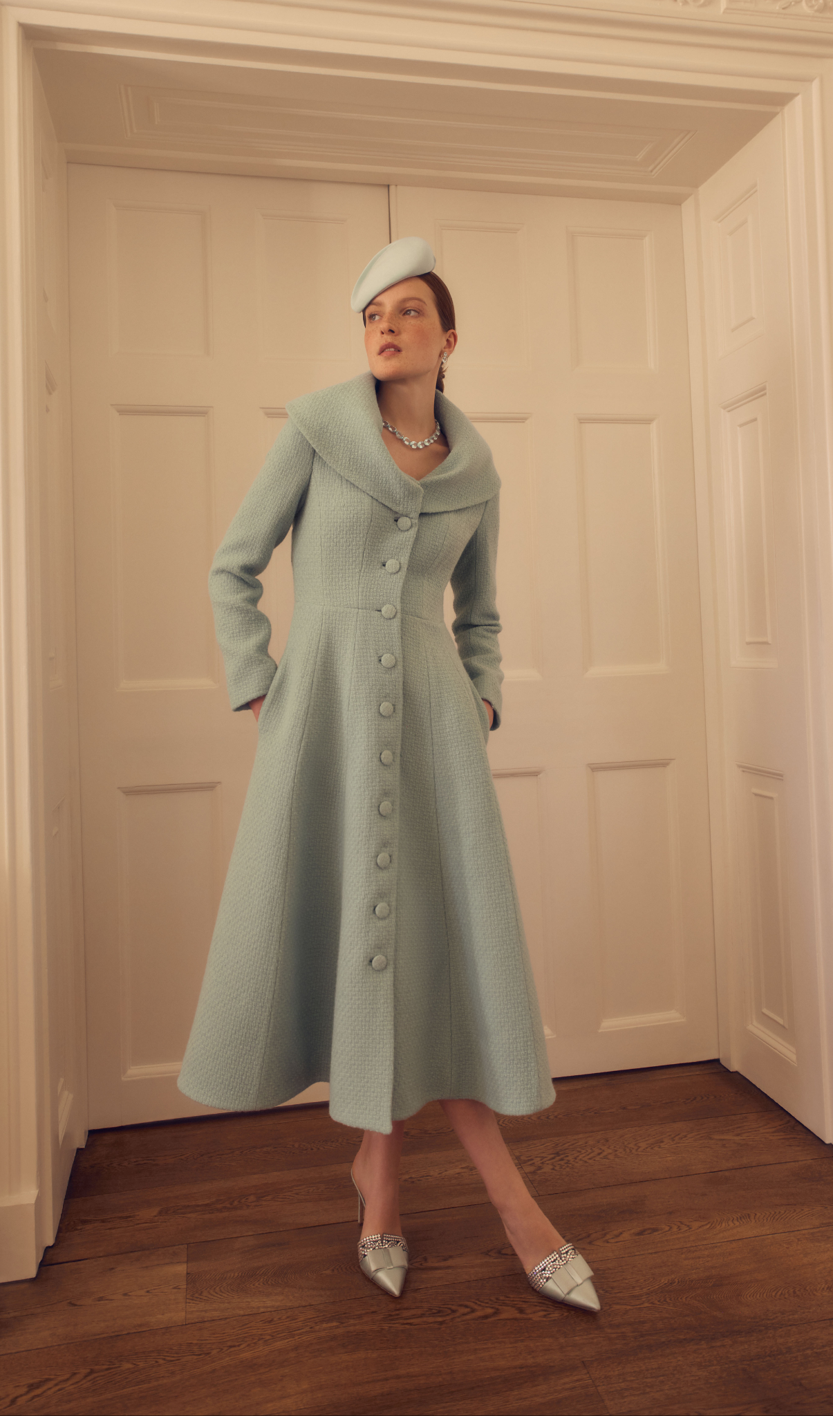 Cumbria Formal Coat Dress Duck Egg Wool Crepe