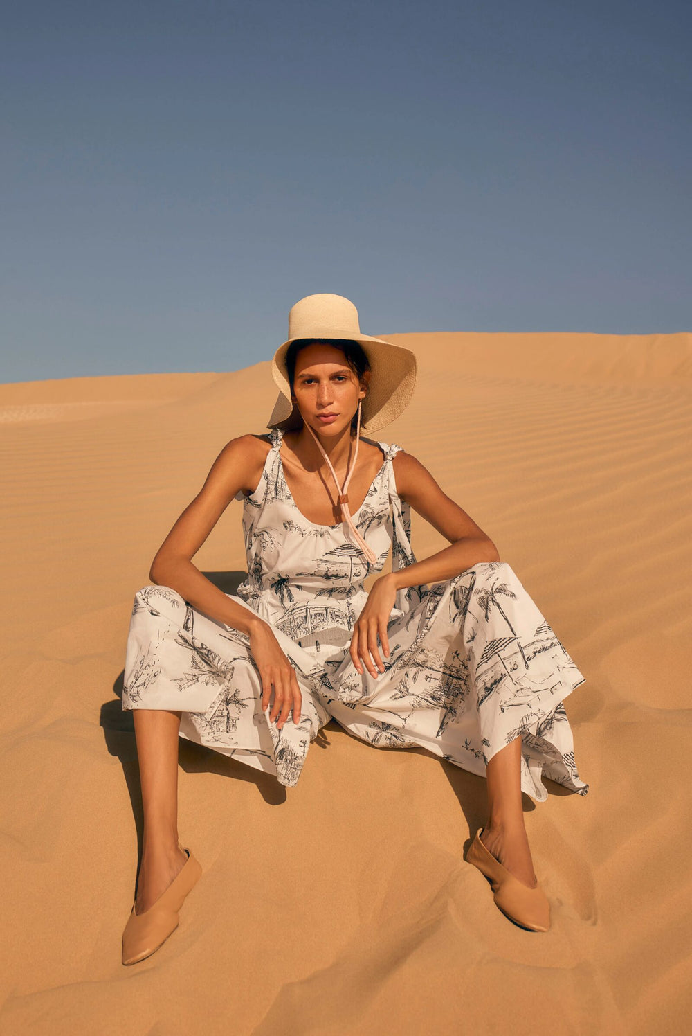 Load image into Gallery viewer, Tie Shoulder Cotton Top Bahamas Print x Susannah Garrod