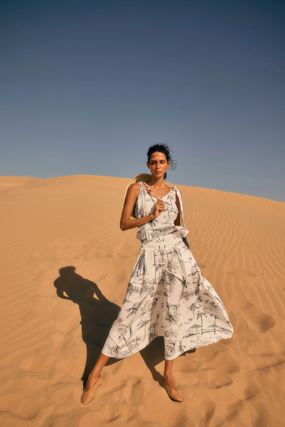 Load image into Gallery viewer, Tie Shoulder Cotton Top Bahamas Print x Susannah Garrod