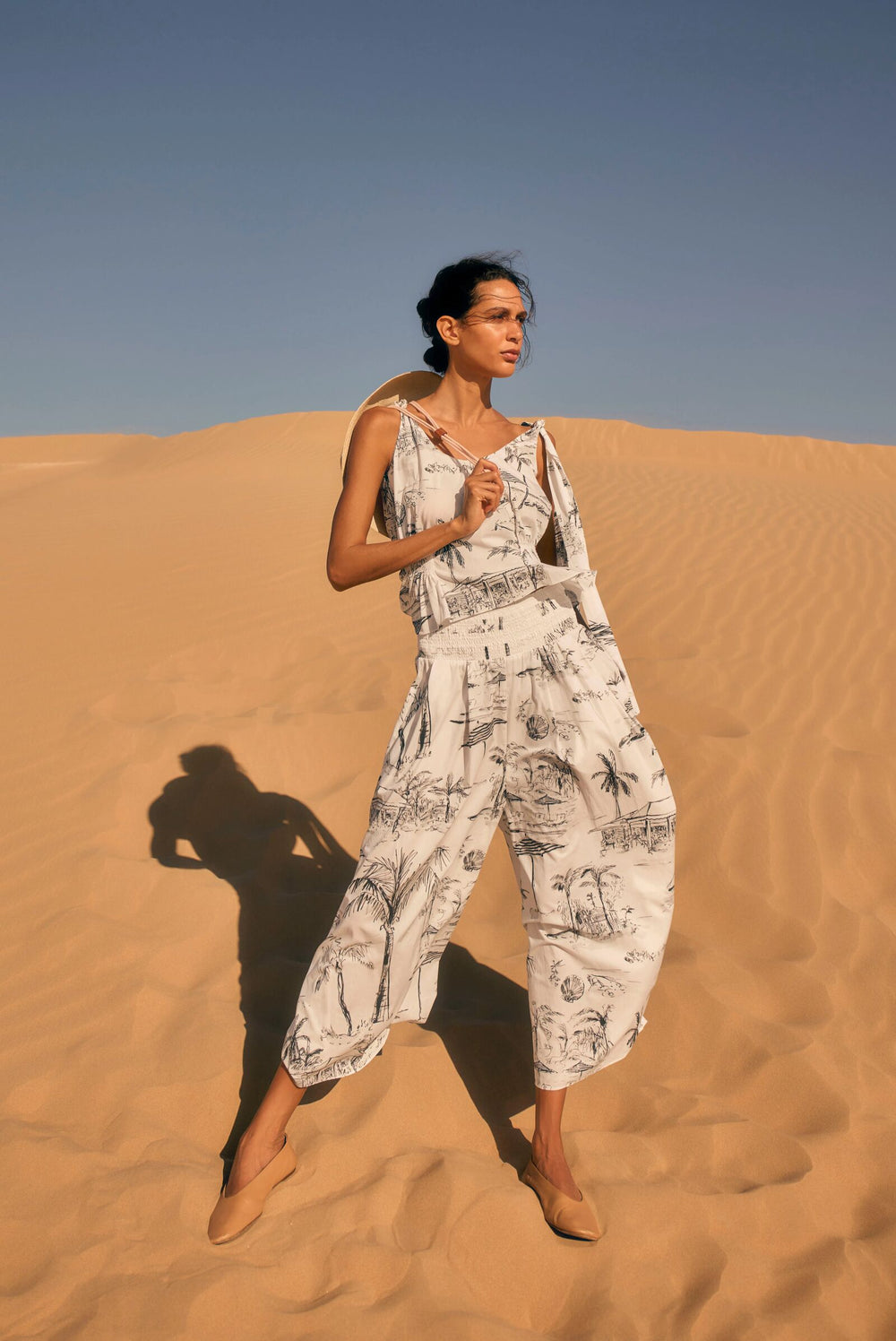 Load image into Gallery viewer, Tie Shoulder Cotton Top Bahamas Print x Susannah Garrod