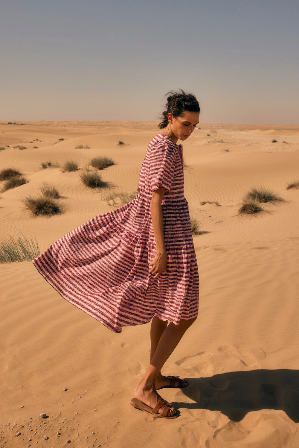 Load image into Gallery viewer, Tierney Printed Day Dress Pink Ladders