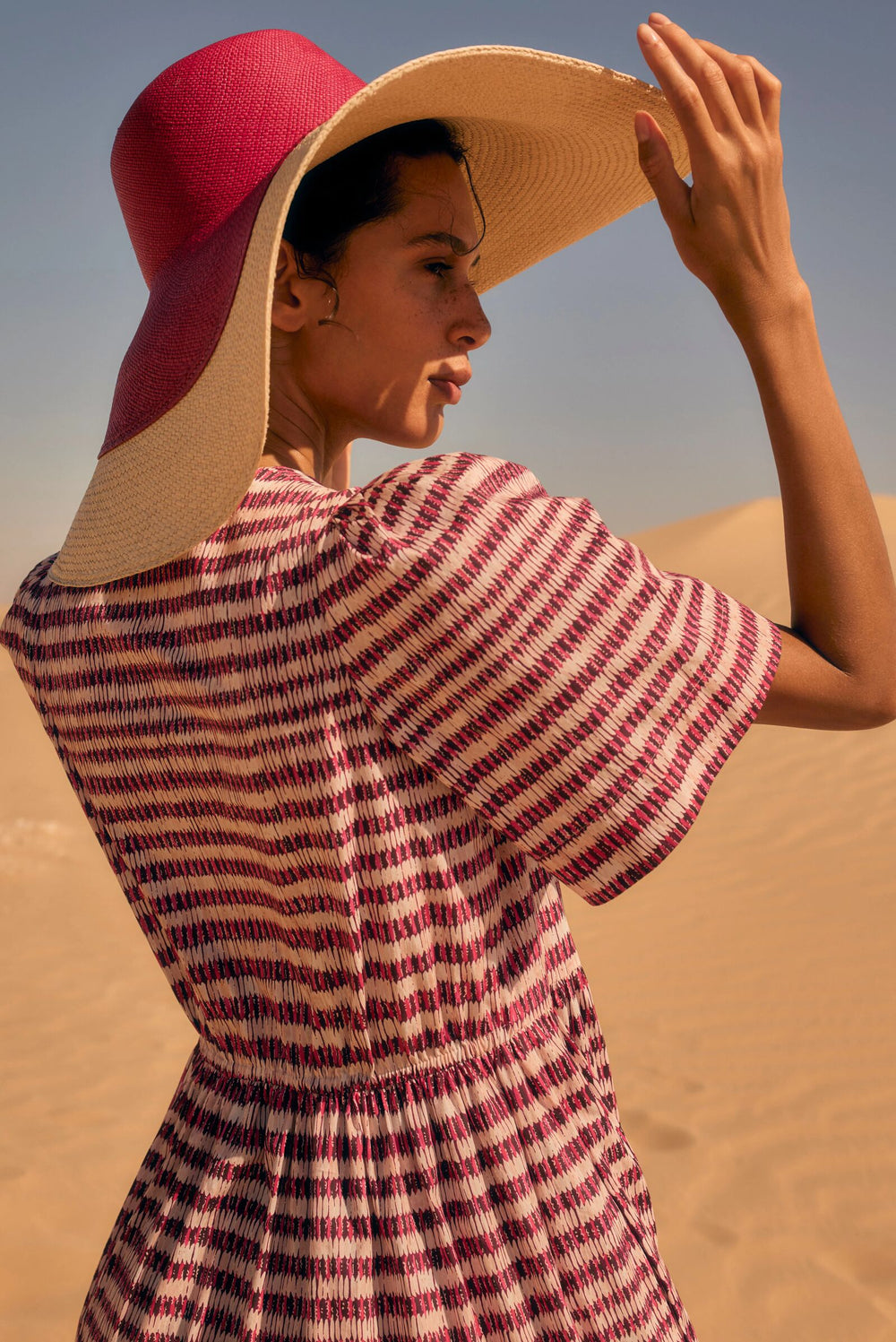 Load image into Gallery viewer, Tierney Printed Day Dress Pink Ladders