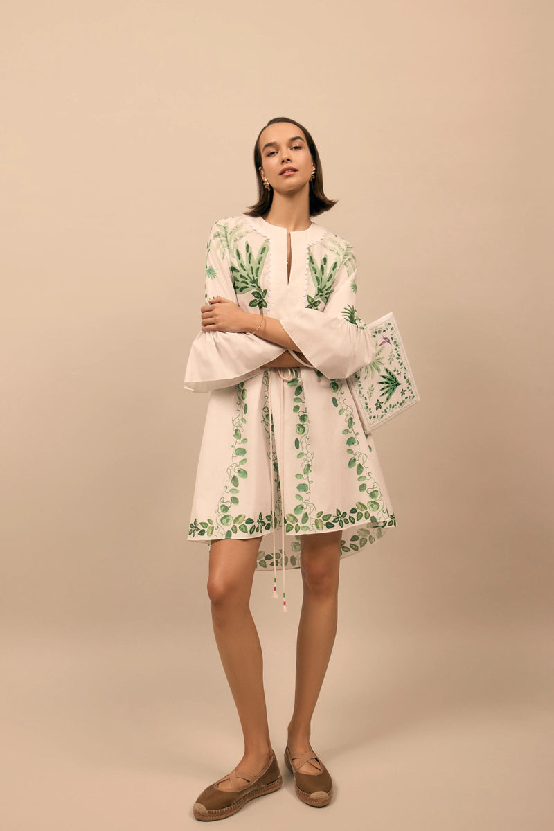 Load image into Gallery viewer, Trailing leaves Cotton Kaftan Dress x Susannah Garrod