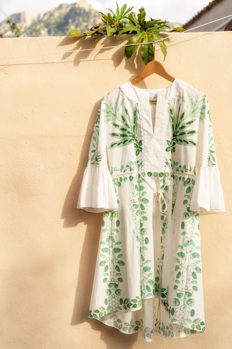 Load image into Gallery viewer, Trailing leaves Cotton Kaftan Dress x Susannah Garrod