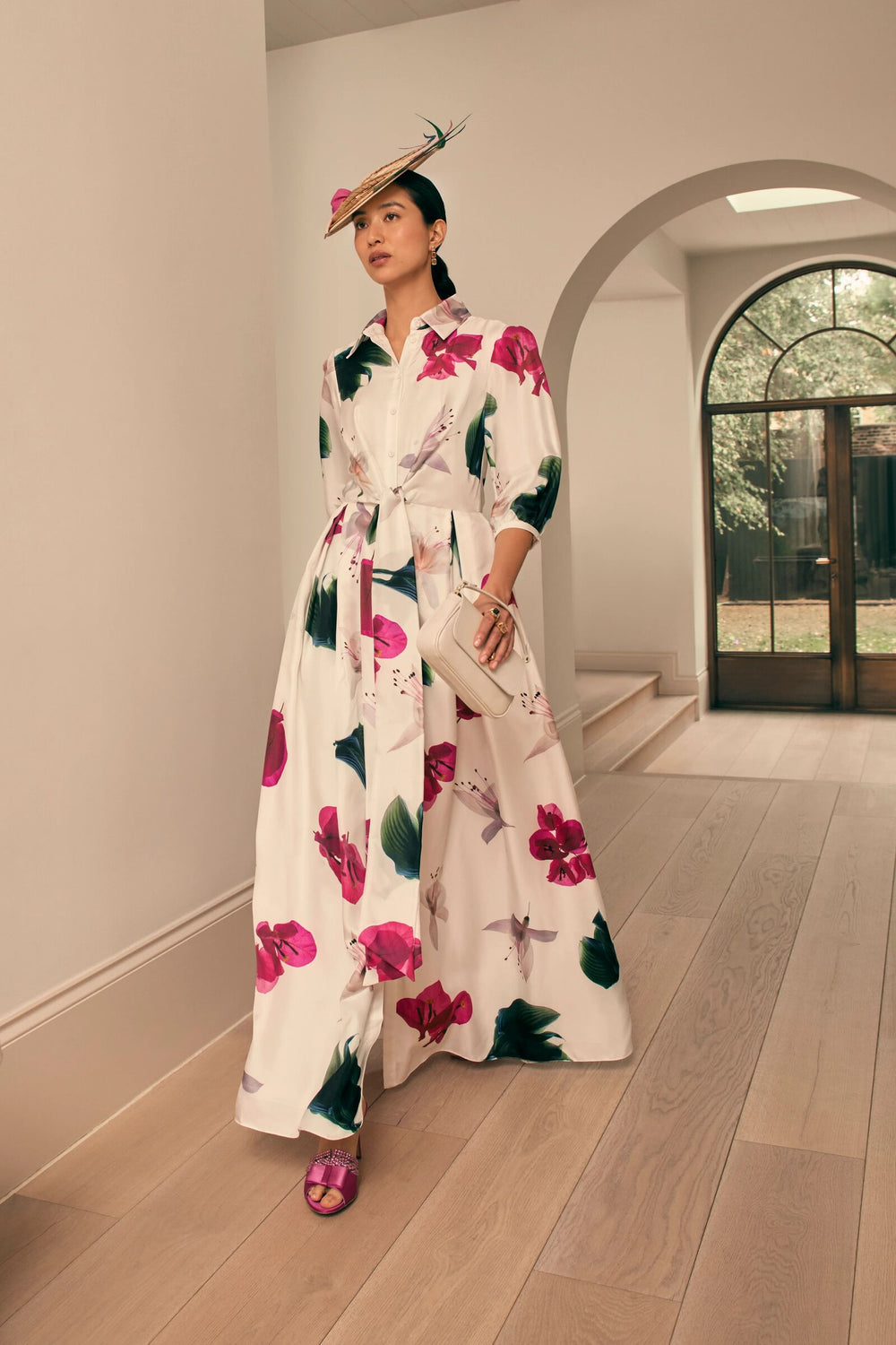 Load image into Gallery viewer, Trixie Floor Length Silk Shirt Dress x Rachel Levy