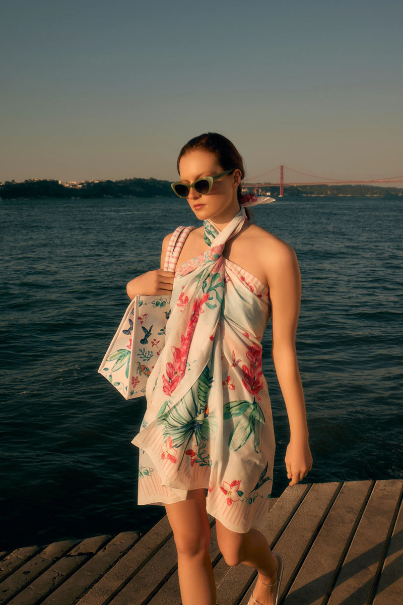 Load image into Gallery viewer, Tropical Barbados Cotton Sarong Large x Susannah Garrod