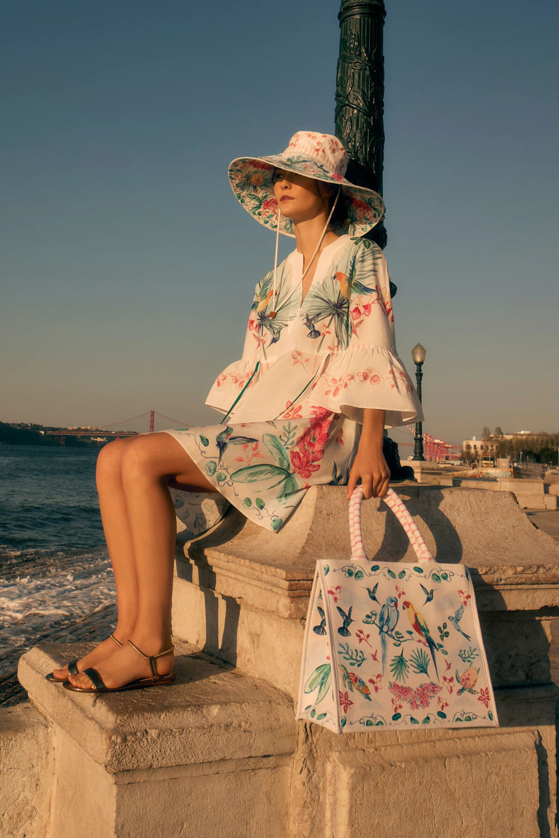 Load image into Gallery viewer, Tropical Caribbean Cotton Kaftan Dress x Susannah Garrod