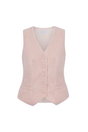 Tuxedo Waistcoat Blush Pink Velvet