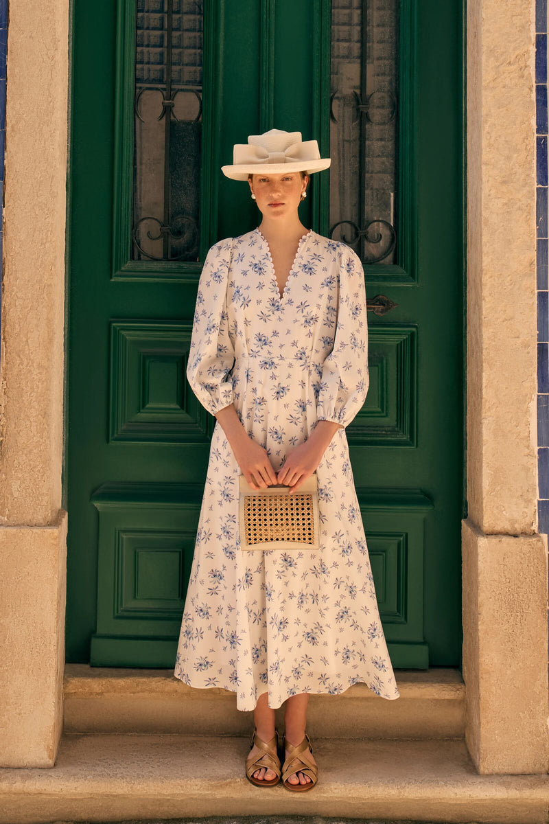 Load image into Gallery viewer, Valletta Dress Agapanthus Cotton x Rachel Levy