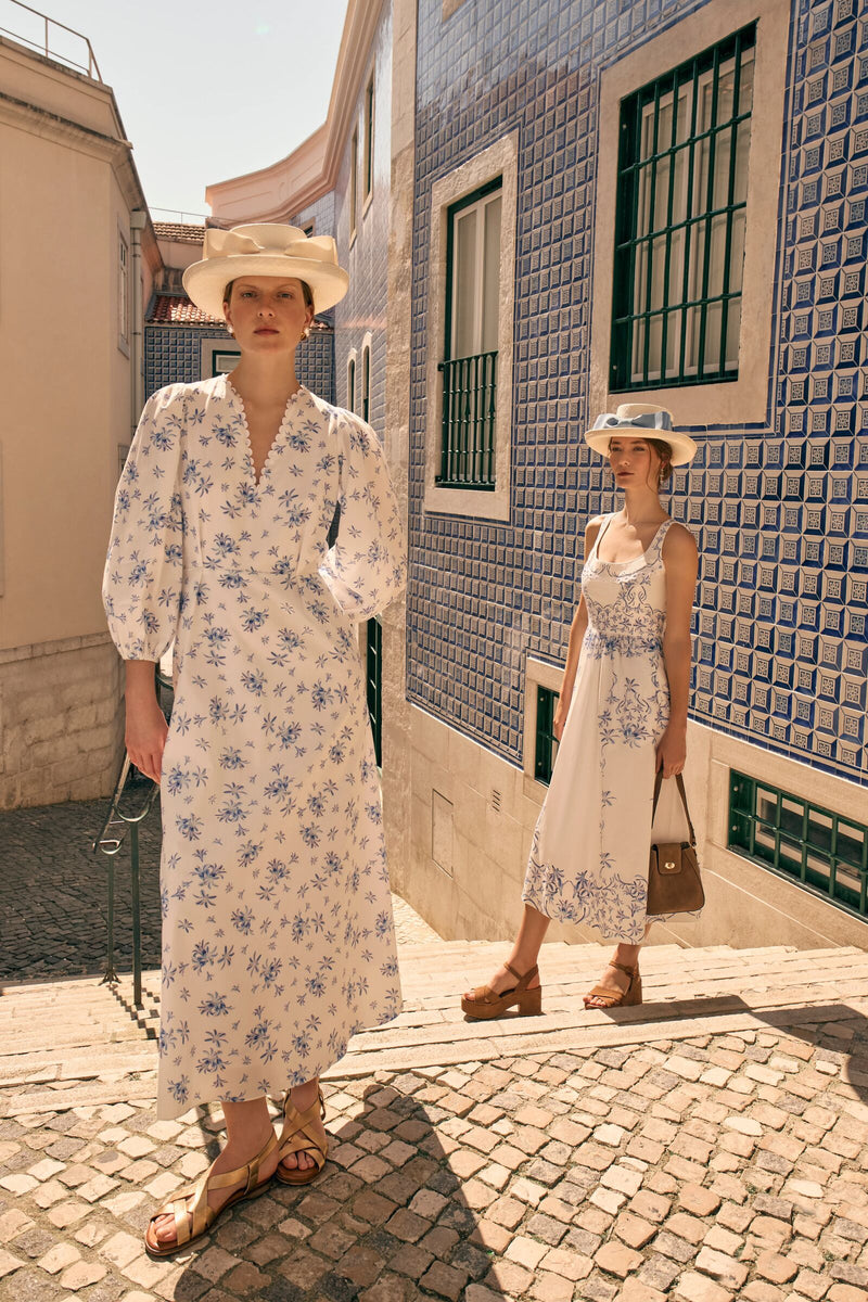 Load image into Gallery viewer, Valletta Dress Agapanthus Cotton x Rachel Levy