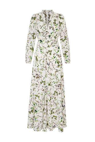 Veronique Full Length Silk Tea Dress Clover Floral x Rachel Levy