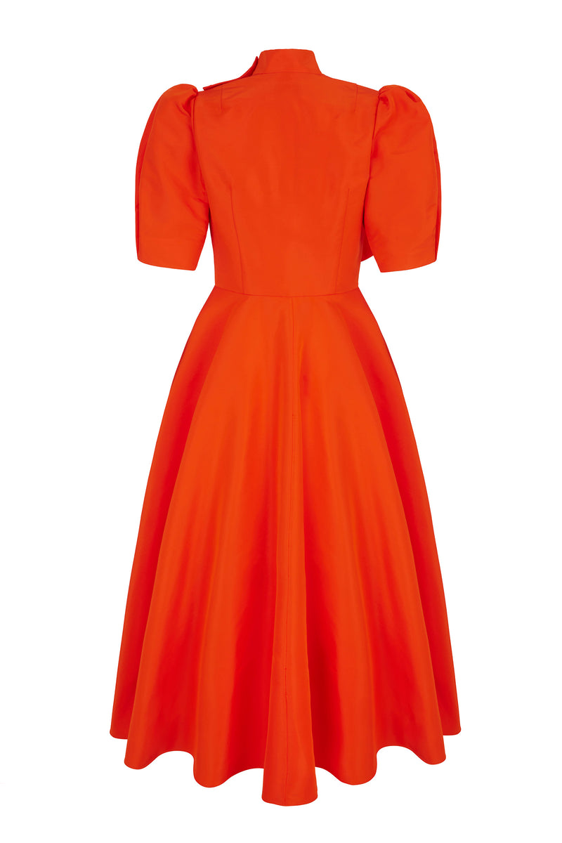 Load image into Gallery viewer, Victoria Shirt Dress Silk Faille Orange
