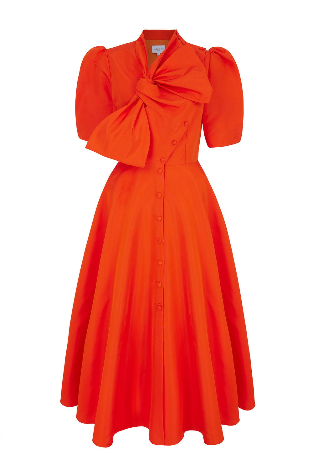 Load image into Gallery viewer, Victoria Shirt Dress Silk Faille Orange
