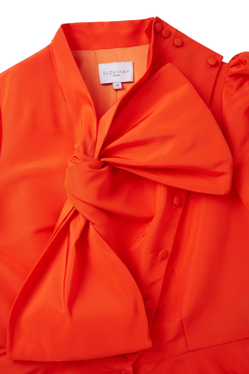 Load image into Gallery viewer, Victoria Shirt Dress Silk Faille Orange