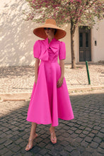 Load image into Gallery viewer, Victoria Shirt Dress Silk Faille Hot Pink