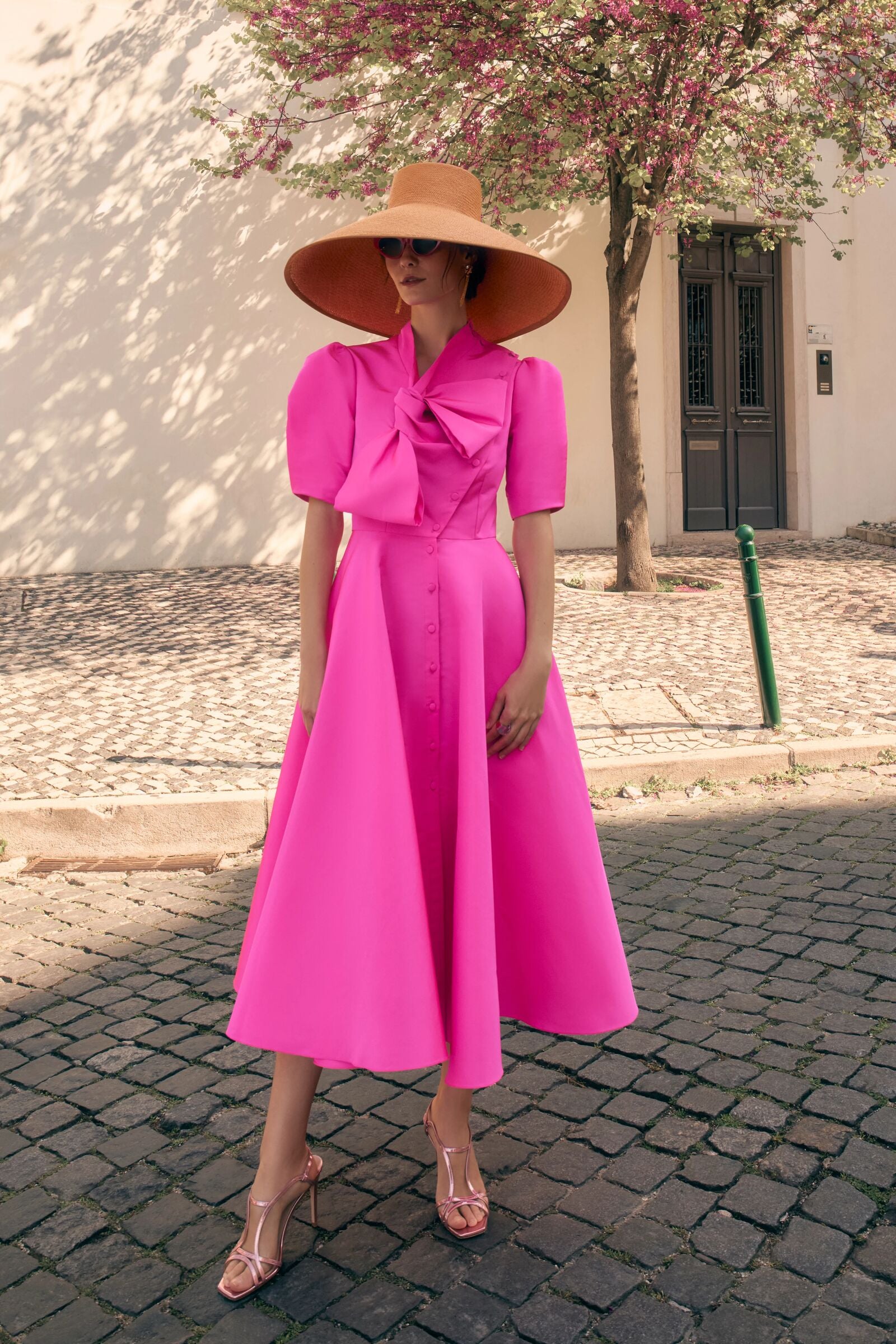 Suzannah London | Victoria Shirt Dress Silk Faille Hot Pink Suzannah London | Victoria Shirt Dress Silk Faille Hot Pink