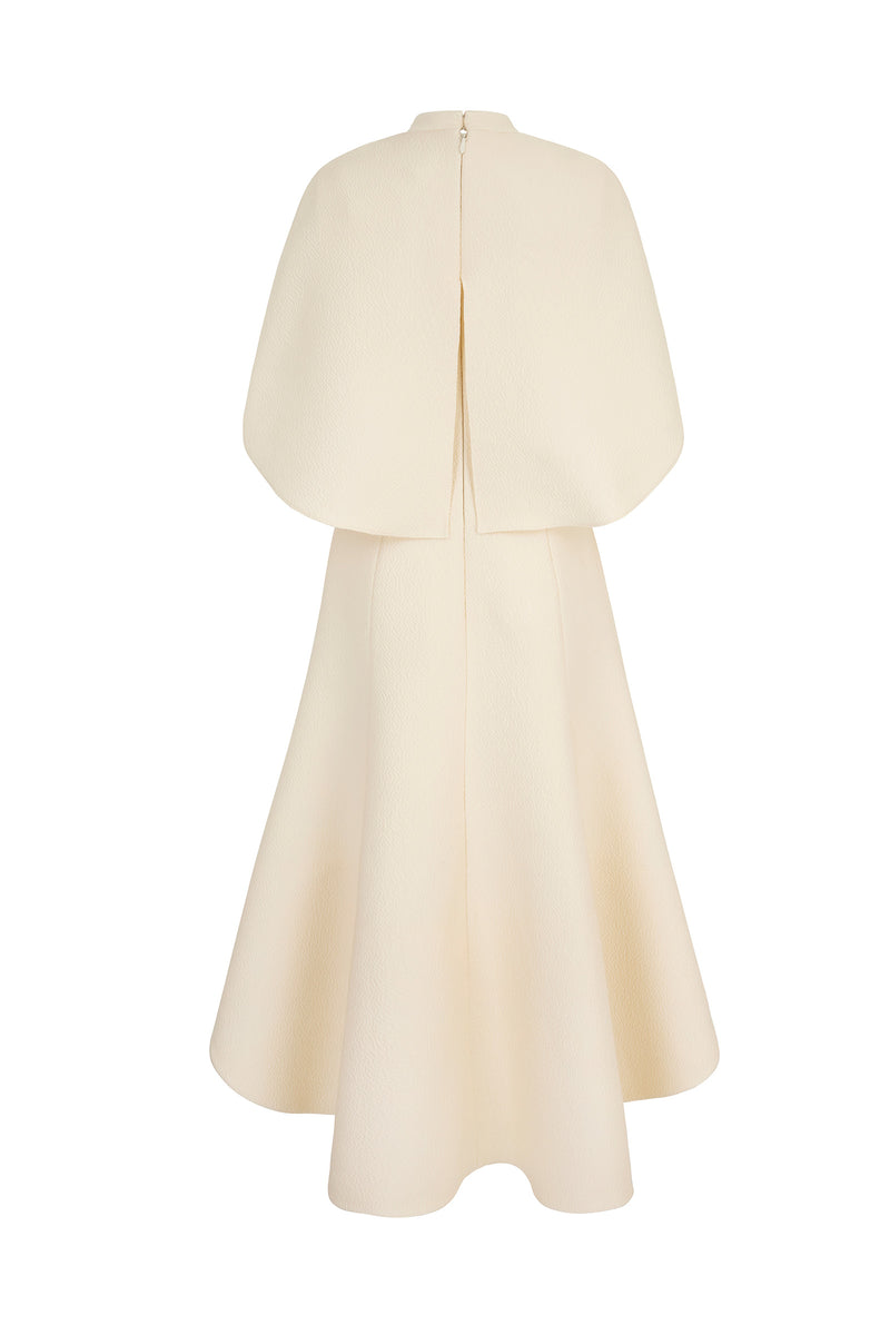 Load image into Gallery viewer, Viola Cape Dress Lemon and White ARCHIVE SALE