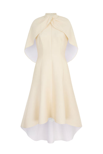 Viola Cape Dress Lemon and White