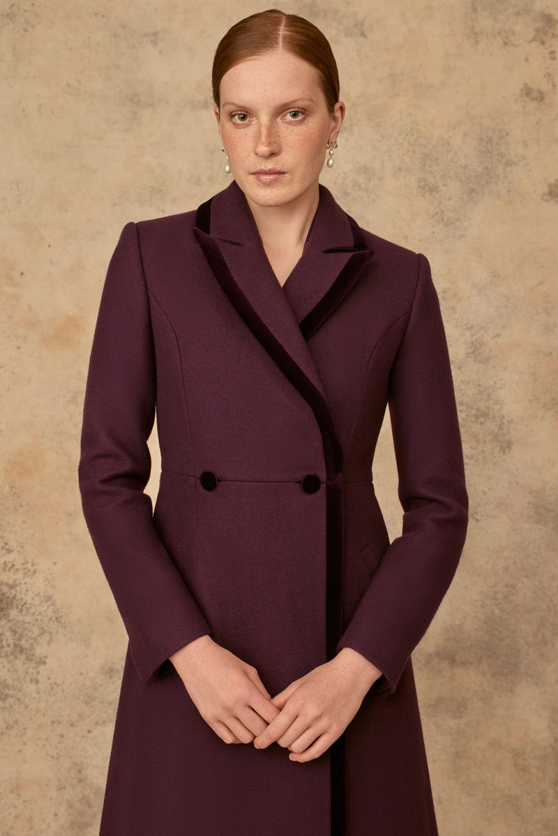 Load image into Gallery viewer, Washington Wool and Cashmere Coat Aubergine