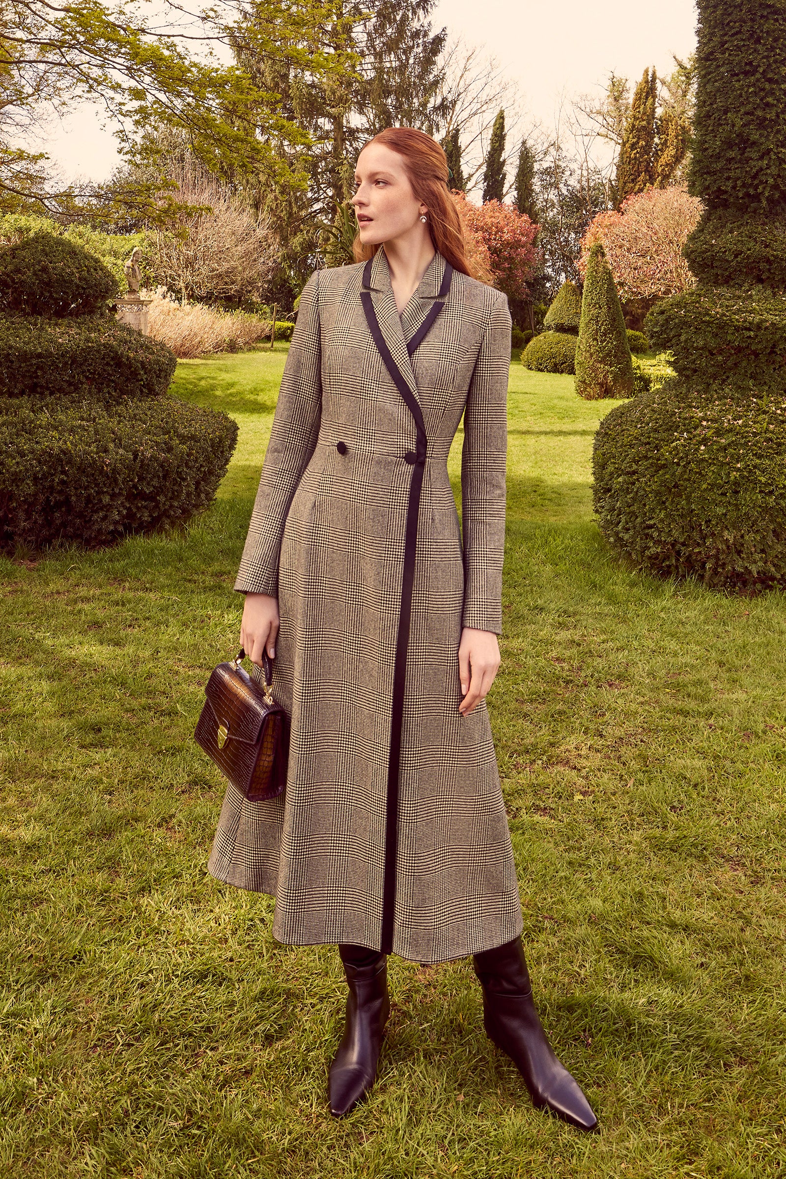 Washington Prince of Wales check Cashmere Coat