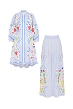 Load image into Gallery viewer, Eleni Cotton Kaftan Dress and Trouser Set Greek Geraniums x Milly Jean
