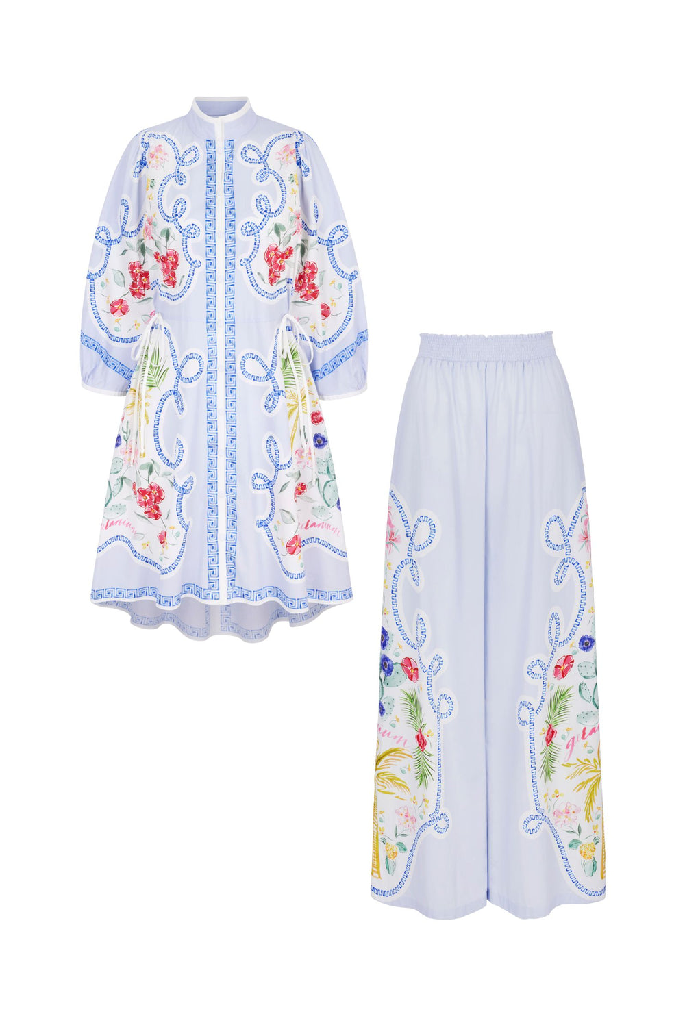 Load image into Gallery viewer, Eleni Cotton Kaftan Dress and Trouser Set Greek Geraniums x Milly Jean