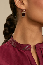 Load image into Gallery viewer, Solid Gold and Indian Garnet Bow Earrings x Philippa Herbert
