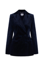 Load image into Gallery viewer, Rapallo Double Breasted Blazer Navy Velvet