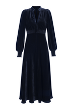 Load image into Gallery viewer, Gloria Velvet Tea Dress Navy
