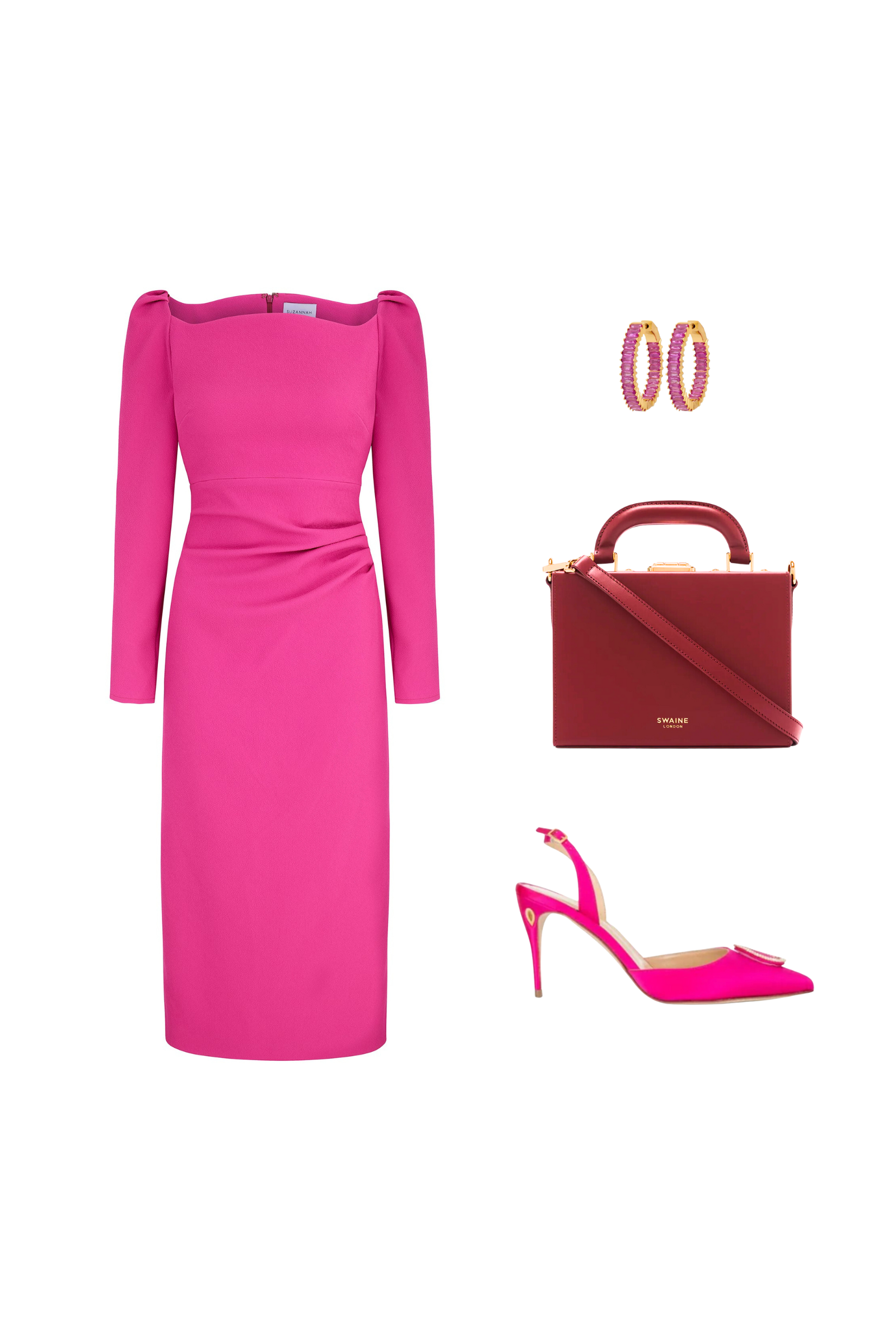 Halley Dress | Hot Pink Stretch Crepe | Suzannah London