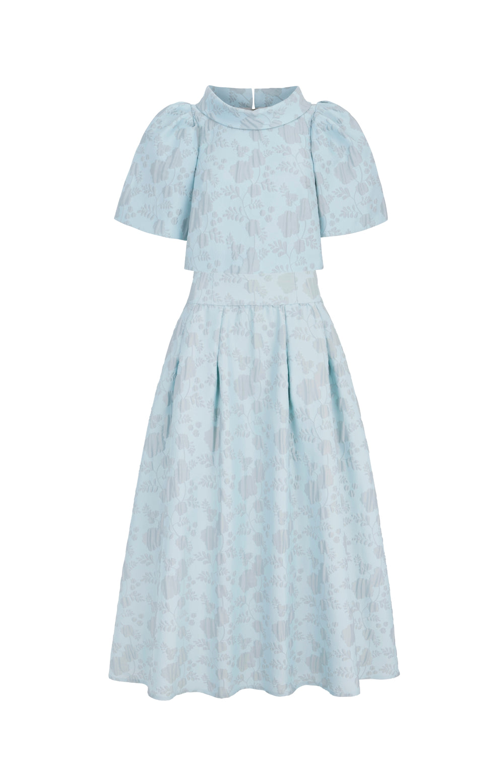 Load image into Gallery viewer, Clara Top &amp; Skirt Floral Matelassé Eucalyptus Set